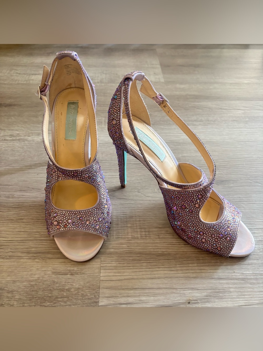 Betsey Johnson SB-SAGE Dazzling Violet Rhinestone Sandals, Size 8.5